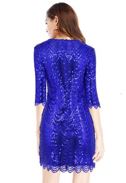 Sexy Fish Scale Sequined Sleeve Nightclub Dress