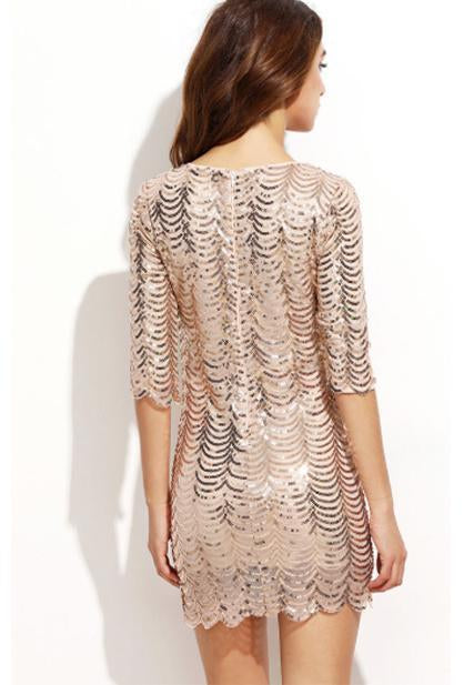 Sexy Fish Scale Sequined Sleeve Nightclub Dress