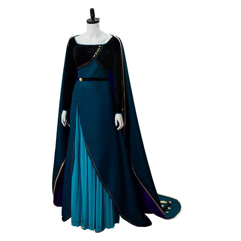 Frozen 2 Queen Anna Coronation Gown Dark Green Dress Cosplay Costume