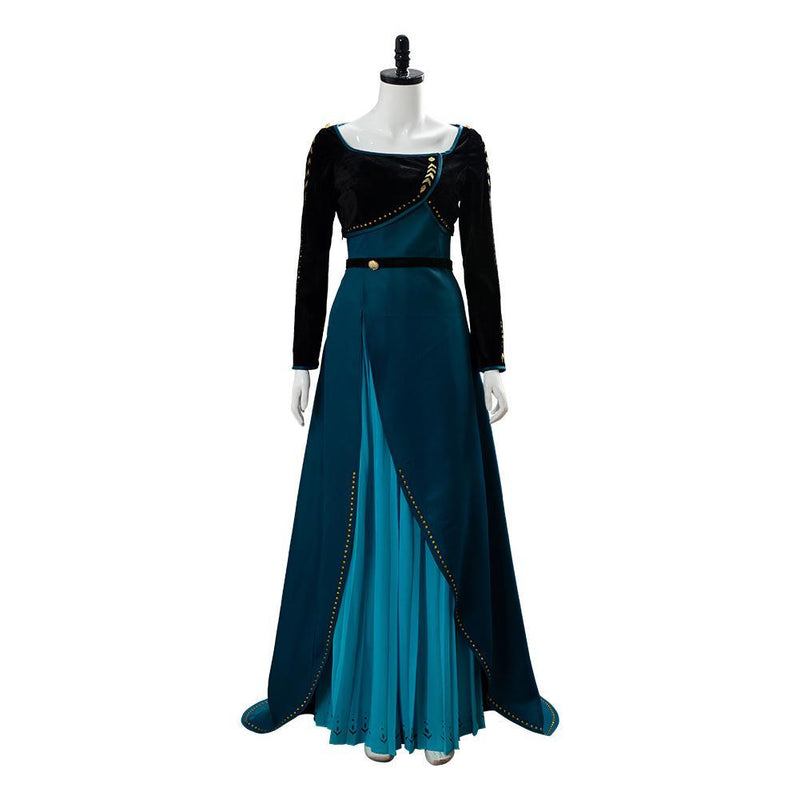 Frozen 2 Queen Anna Coronation Gown Dark Green Dress Cosplay Costume