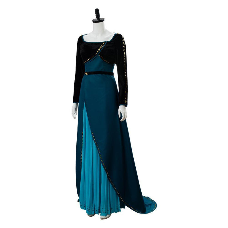 Frozen 2 Queen Anna Coronation Gown Dark Green Dress Cosplay Costume