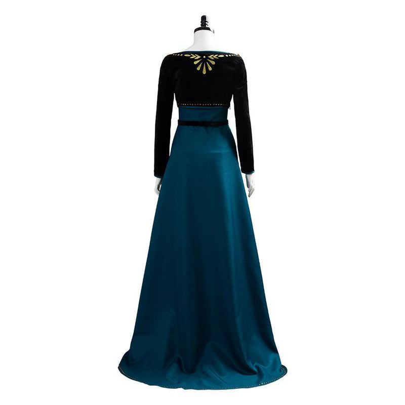 Frozen 2 Queen Anna Coronation Gown Dark Green Dress Cosplay Costume