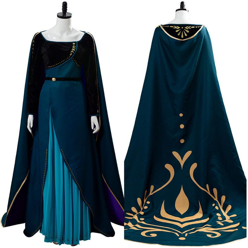 Frozen 2 Queen Anna Coronation Gown Dark Green Dress Cosplay Costume