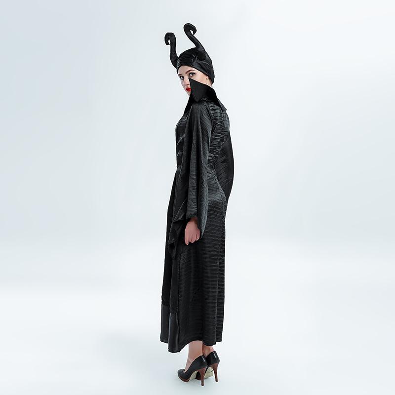 Maleficent Witch Costume Black Dress Halloween Cosplay