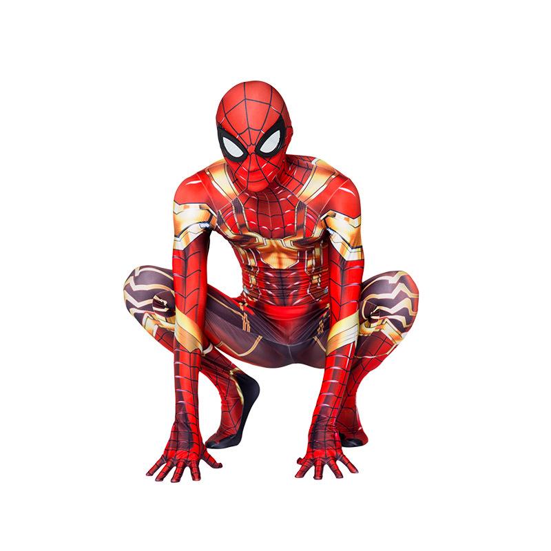 Superhero Halloween Cosplay Iron Man And Spiderman Mix Style Jumpsuit For Men And Teens