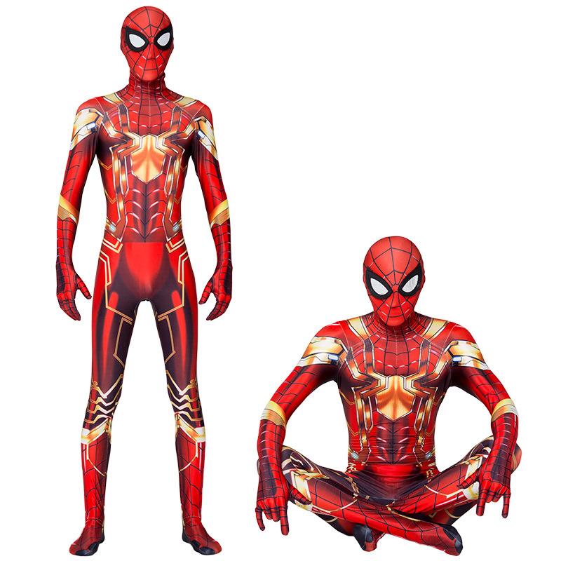 Superhero Halloween Cosplay Iron Man And Spiderman Mix Style Jumpsuit For Men And Teens