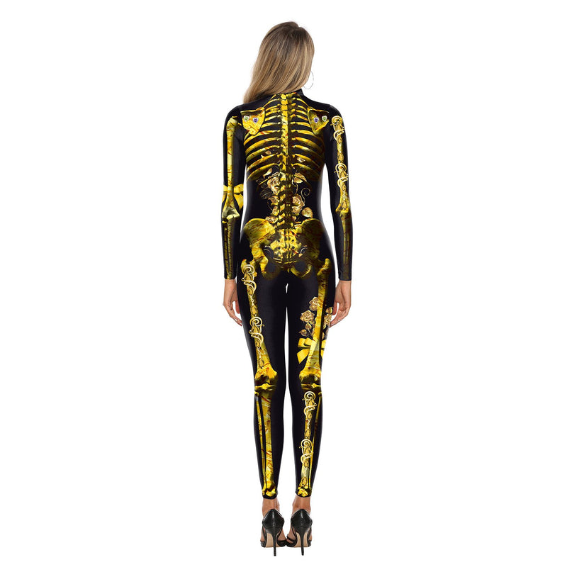 Halloween Party Skull Jumpsuit Costume For Women And Girls