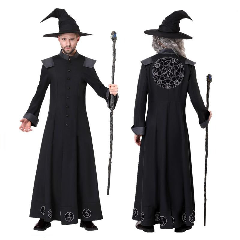 Halloween Sorcerer Prophet Black Costume Suit For Men Cosplay