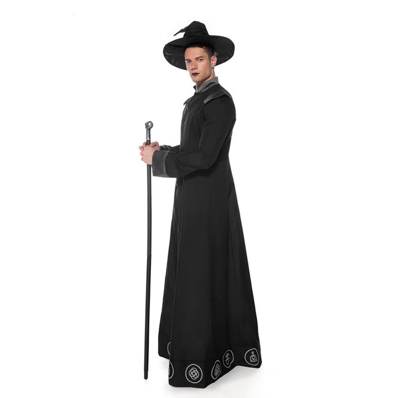 Halloween Sorcerer Prophet Black Costume Suit For Men Cosplay