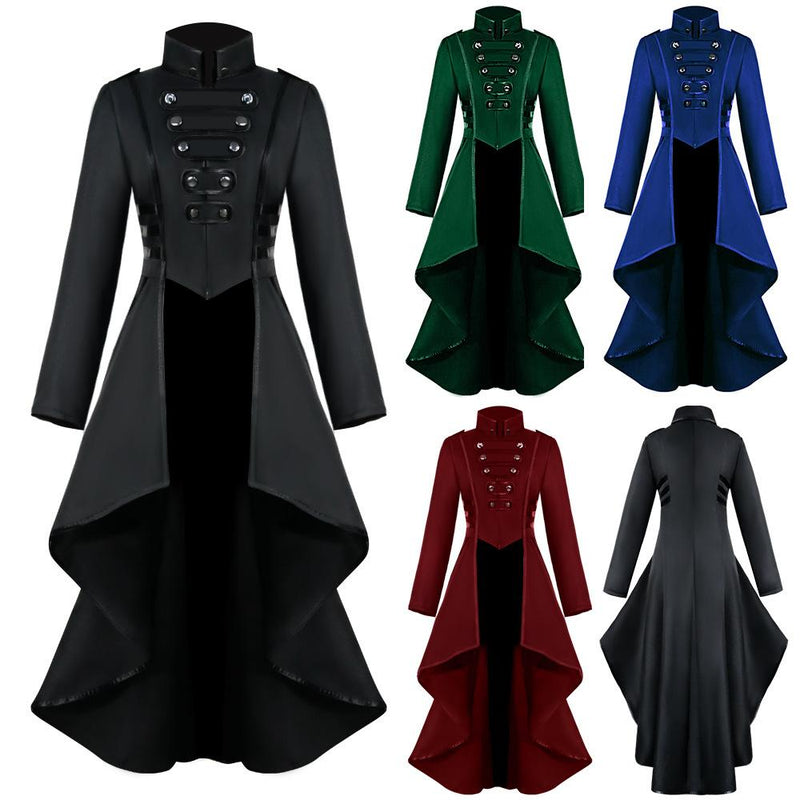 Middle Ages Retro Tuxedo Women Long Coat Punk Overcoat Costume