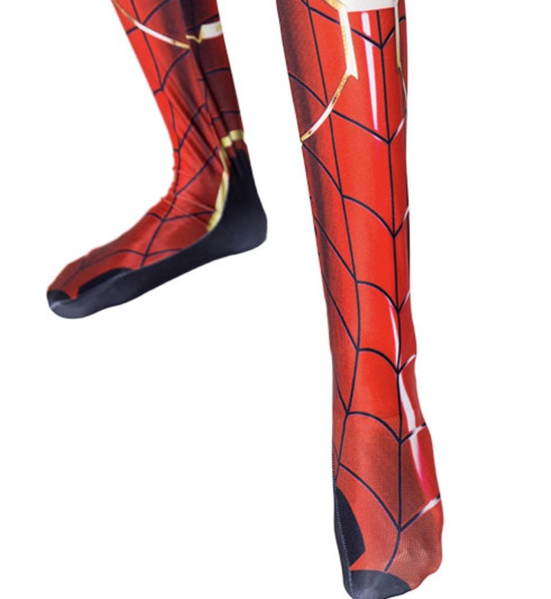 Superhero Halloween Cosplay Iron Man And Spiderman Mix Style Jumpsuit For Men And Teens