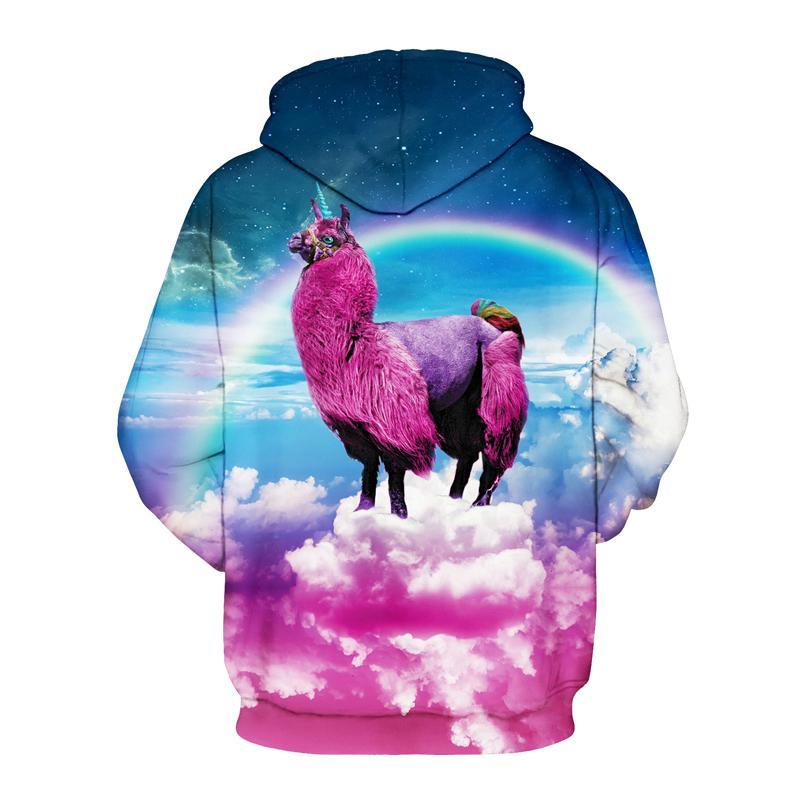 3D Print Hoodie - Rainbow Grass Mud Horse Pattern Pullover Hoodie  CSS035