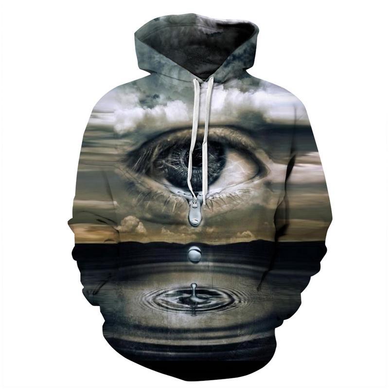 3D Print Hoodie - Eyes Tears Digital Print Pullover Hoodie  CSS057