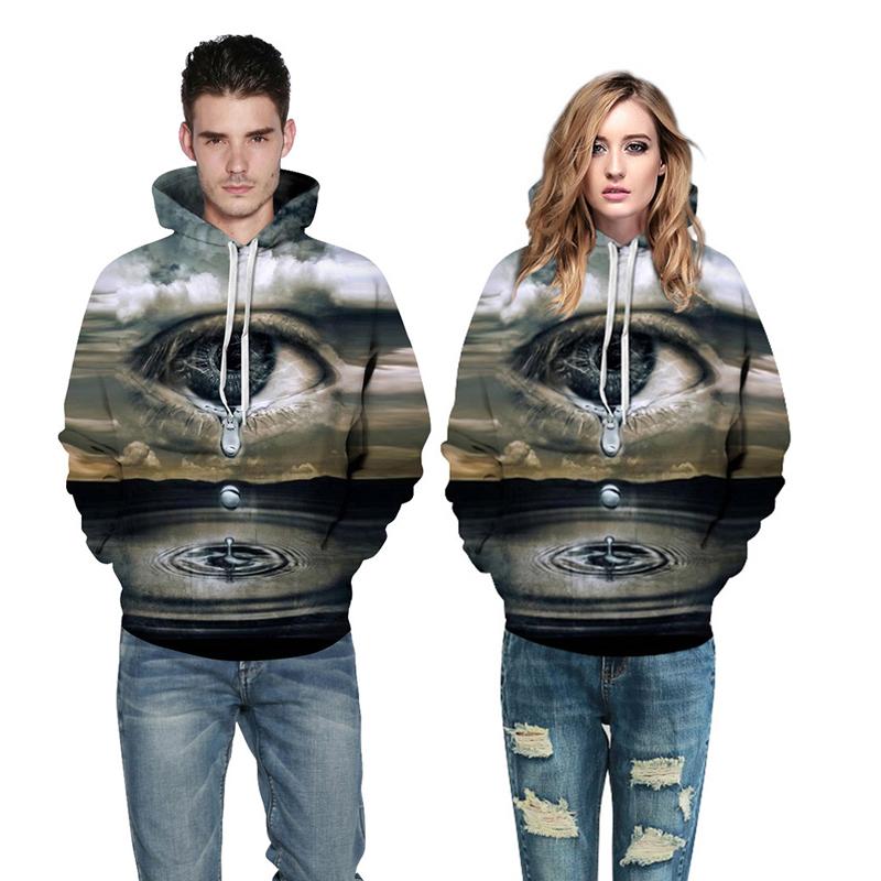 3D Print Hoodie - Eyes Tears Digital Print Pullover Hoodie  CSS057