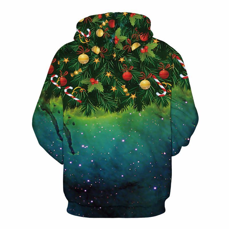 3D Print Hoodie - Sky Christmas Tree Print Pullover Hoodie  CSS054