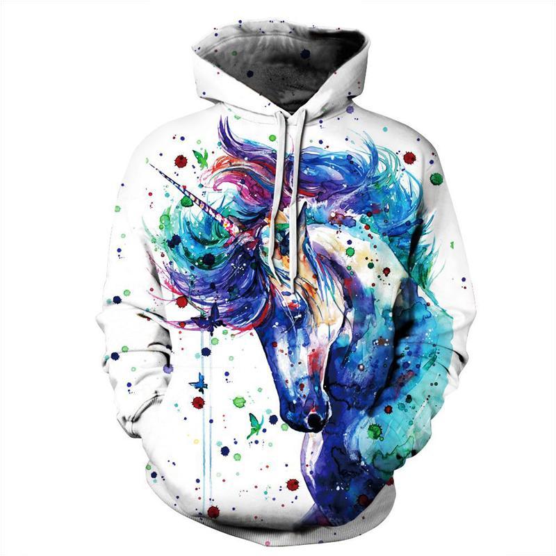 3D Print Hoodie - Alpaca Unicorn Print Pullover Hoodie  CSS032