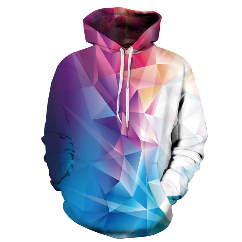 3D Print Hoodie - Bright Colorful Rhombus Print Pullover Hoodie CSS015