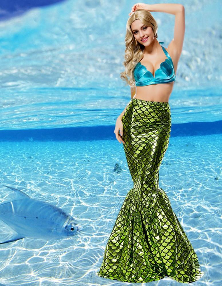 Blue Green Sexy Mermaid Womens Halloween Costume