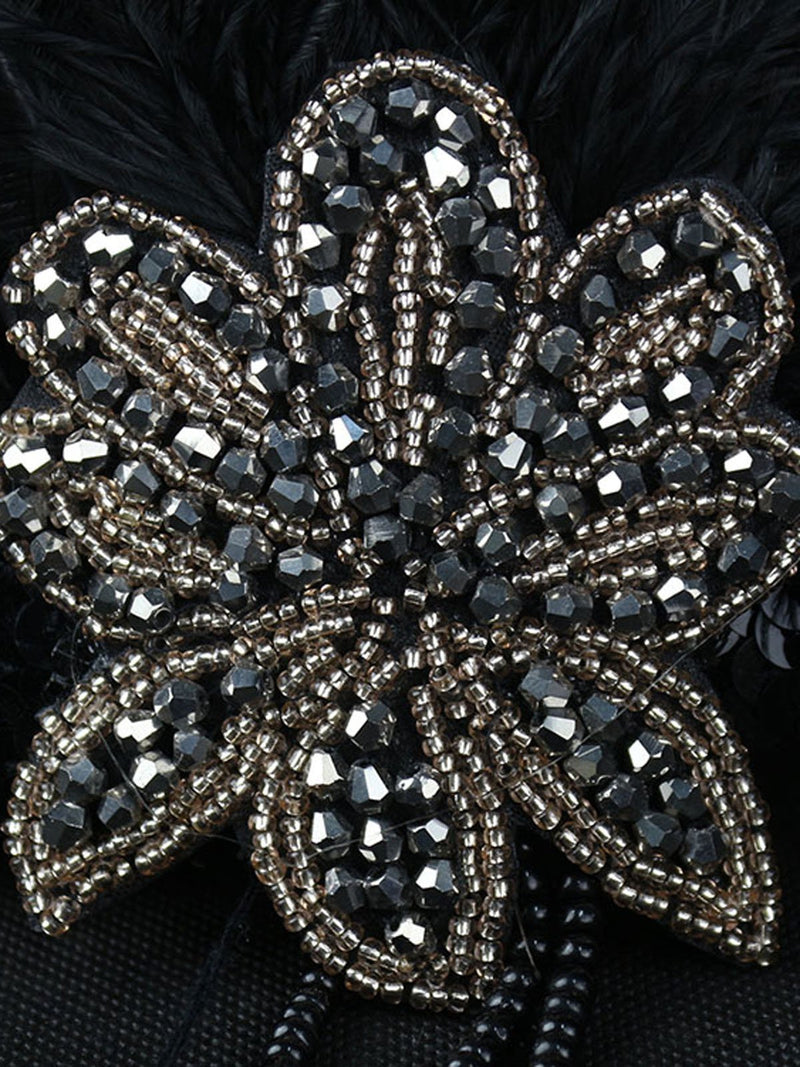 Indian Diamond Sequined Black Feather Headband