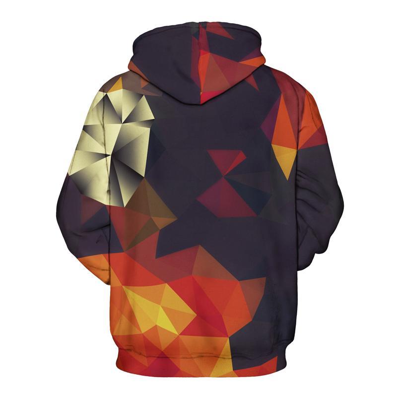 3D Print Hoodie - Dark Colorful Rhombus Print Pullover Hoodie CSS013