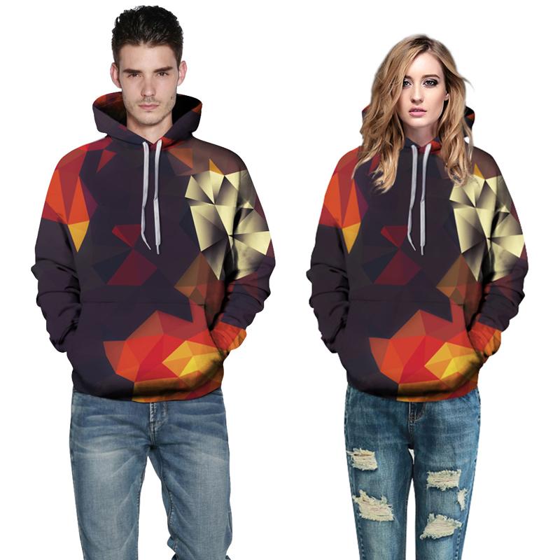 3D Print Hoodie - Dark Colorful Rhombus Print Pullover Hoodie CSS013