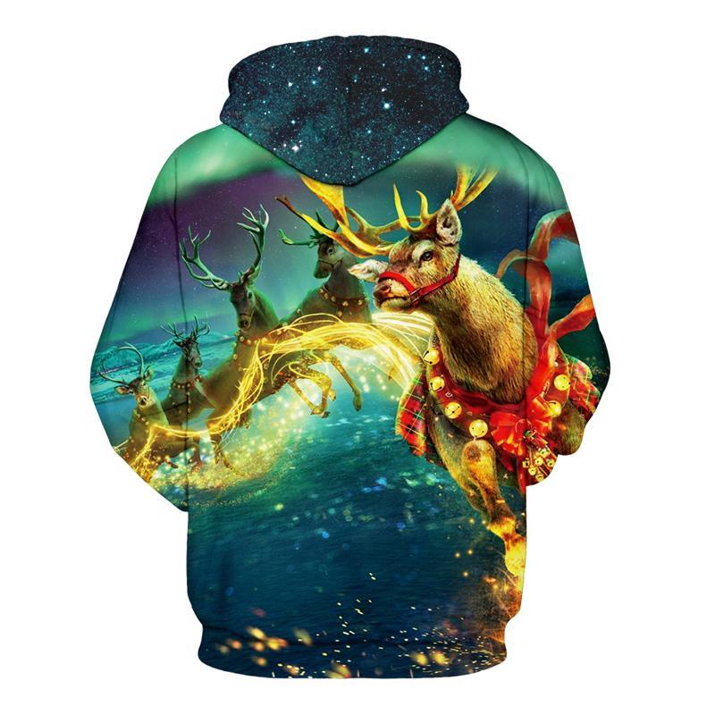 3D Print Hoodie - Elk Pattern Pullover Hoodie  CSS042